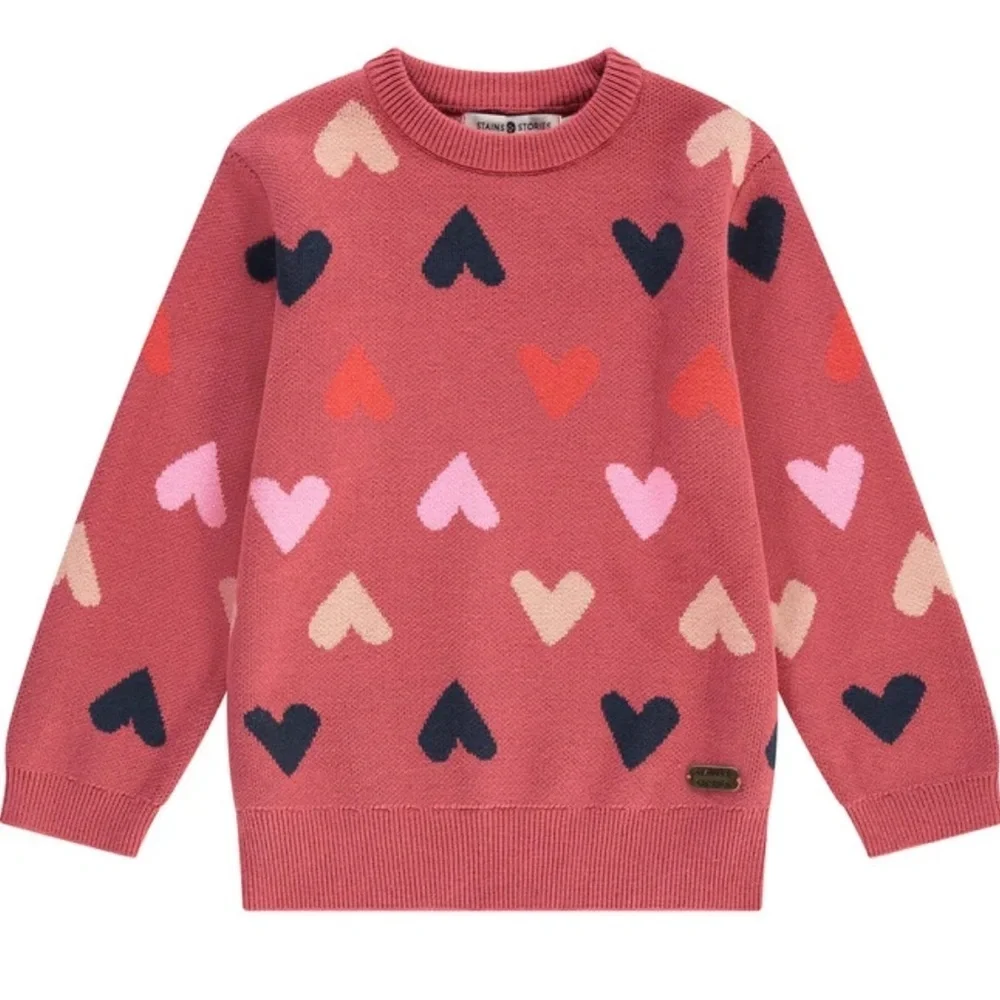 STAINS AND STORIES All over heart knit crew neck pull over 💗